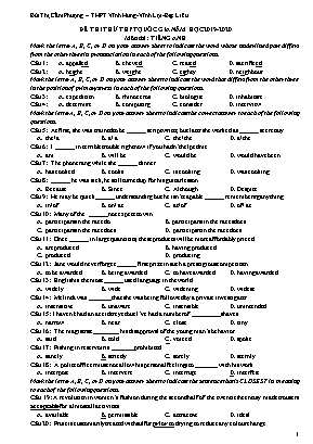 Đề thi thử THPT Quốc gia môn Tiếng Anh - Năm học 2019-2020 - Bùi Thị Cẩm Phượng