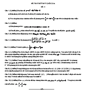 Đề thi thử THPT Quốc gia môn Toán - Đề 11 (Có đáp án)