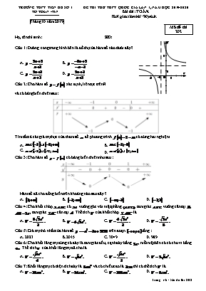 Đề thi thử THPT Quốc gia môn Toán lần 1 - Mã đề 202 - Năm học 2019-2020 - Trường THPT Tiên Du số 1 (Có đáp án)