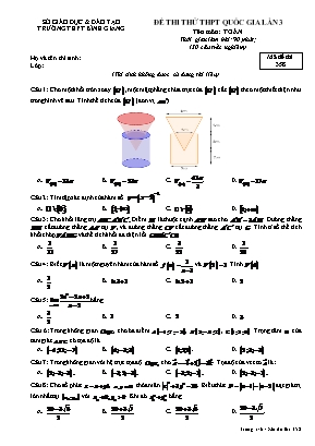 Đề thi thử THPT Quốc gia môn Toán lần 3 - Mã đề 358 - Trường THPT Bình Giang
