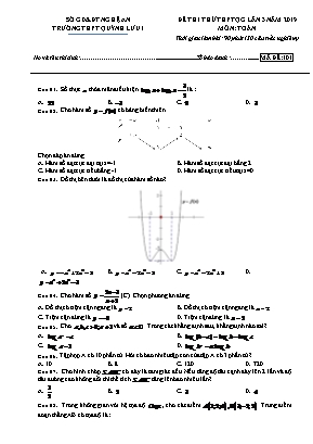 Đề thi thử THPT Quốc gia môn Toán lần 3 năm 2019 - Mã đề 101 - Trường THPT Quỳnh Lưu 1 (Có đáp án)