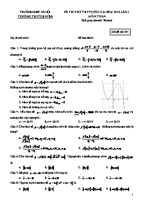 Đề thi thử THPT Quốc gia môn Toán lần 3 năm 2019 - Mã đề 534 - Đại học Sư phạm Hà Nội