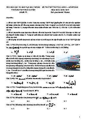 Đề thi thử THPT Quốc gia môn Toán lần II - Mã đề 179 - Năm học 2018-2019 - Trường THPT Ngô Quyền