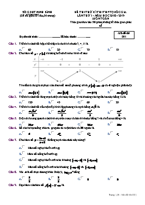 Đề thi thử THPT Quốc gia môn Toán lần thứ 1 - Mã đề 001 - Năm học 2018-2019 - Sở giáo dục và đào tạo Ninh Bình