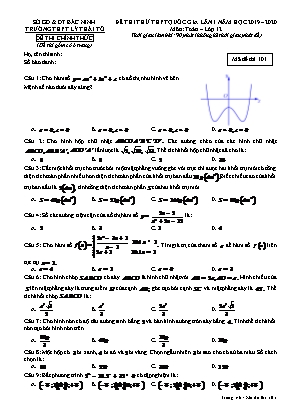 Đề thi thử THPT Quốc gia môn Toán Lớp 12 lần 1 - Mã đề 101 - Năm học 2019-2020 - Trường THPT Lý Thái Tổ