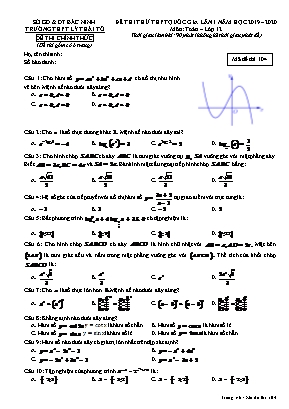 Đề thi thử THPT Quốc gia môn Toán Lớp 12 lần 1 - Mã đề 104 - Năm học 2019-2020 - Trường THPT Lý Thái Tổ