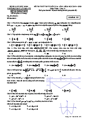 Đề thi thử THPT Quốc gia môn Toán Lớp 12 lần 1 - Mã đề 105 - Năm học 2019-2020 - Trường THPT Lý Thái Tổ