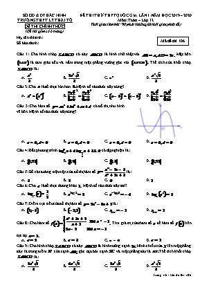 Đề thi thử THPT Quốc gia môn Toán Lớp 12 lần 1 - Mã đề 106 - Năm học 2019-2020 - Trường THPT Lý Thái Tổ