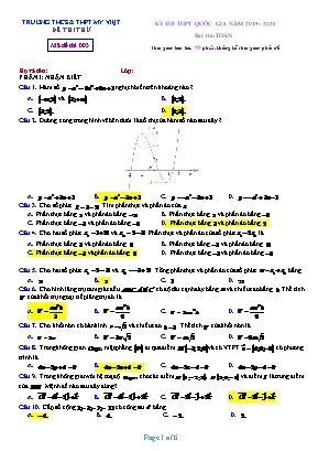 Đề thi thử THPT Quốc gia môn Toán - Mã đề 003 - Năm học 2019-2020 - Trường THCS và THPT Mỹ Việt (Có đáp án)