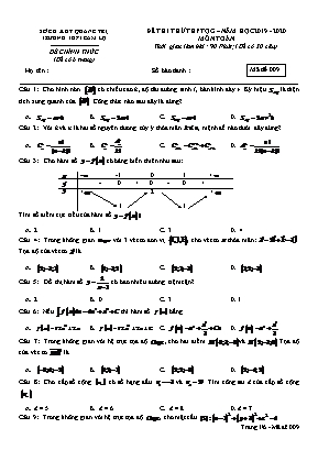 Đề thi thử THPT Quốc gia môn Toán - Mã đề 009 - Năm học 2019-2020 - Trường THPT Cam Lộ