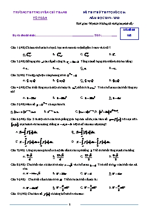 Đề thi thử THPT Quốc gia môn Toán - Mã đề 168 - Năm học 2019-2020 - Trường THPT Nguyễn Chí Thanh