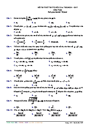 Đề thi thử THPT Quốc gia môn Toán năm 2017 - Mã đề 489 (Có đáp án)