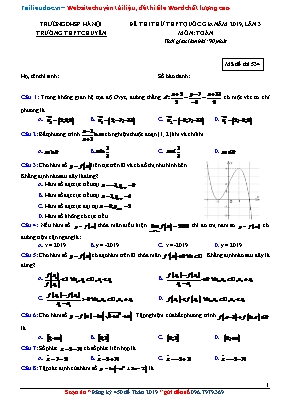 Đề thi thử THPT Quốc gia môn Toán năm 2019 lần 3 - Mã đề 534 - Đại học Sư phạm Hà Nội (Có đáp án)