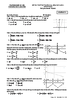 Đề thi thử THPT Quốc gia môn Toán năm 2019 lần 4 - Mã đề 541 - Đại học Sư phạm Hà Nội