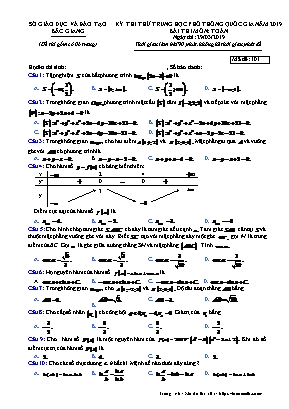 Đề thi thử THPT Quốc gia môn Toán năm 2019 - Mã đề 101 - Sở giáo dục và đào tạo Bắc Giang (Có đáp án)