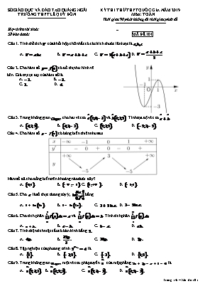 Đề thi thử THPT Quốc gia môn Toán năm 2019 - Mã đề 101 - Trường THPT Lê Quý Đôn