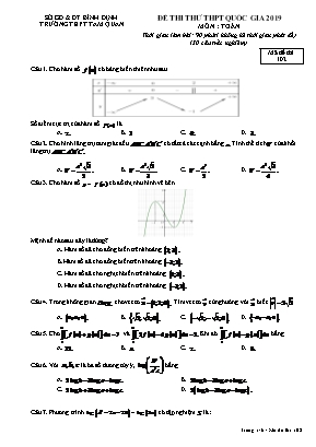 Đề thi thử THPT Quốc gia môn Toán năm 2019 - Mã đề 102 - Trường THPT Tam Quan