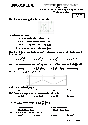 Đề thi thử THPT Quốc gia môn Toán năm 2019 - Mã đề 104 - Trường THPT Tam Quan