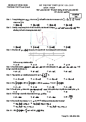 Đề thi thử THPT Quốc gia môn Toán năm 2019 - Mã đề 206 - Trường THPT Tam Quan