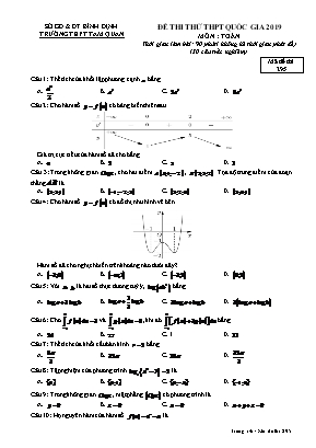 Đề thi thử THPT Quốc gia môn Toán năm 2019 - Mã đề 295 - Trường THPT Tam Quan