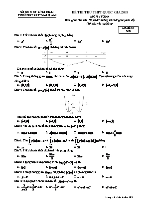Đề thi thử THPT Quốc gia môn Toán năm 2019 - Mã đề 308 - Trường THPT Tam Quan