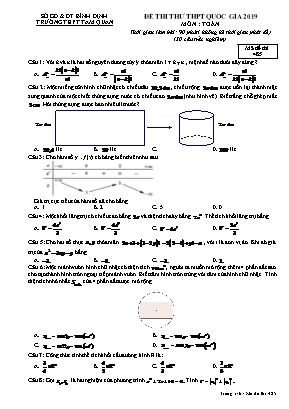 Đề thi thử THPT Quốc gia môn Toán năm 2019 - Mã đề 485 - Trường THPT Tam Quan