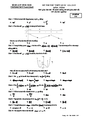 Đề thi thử THPT Quốc gia môn Toán năm 2019 - Mã đề 510 - Trường THPT Tam Quan