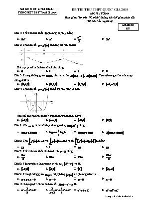 Đề thi thử THPT Quốc gia môn Toán năm 2019 - Mã đề 631 - Trường THPT Tam Quan