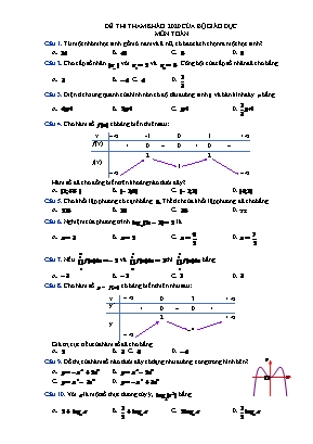 Đề thi thử THPT Quốc gia môn Toán năm 2020 - Bộ giáo dục và đào tạo