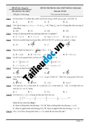 Đề thi thử THPT Quốc gia môn Toán năm 2020 - Đề số 100 (Có đáp án)