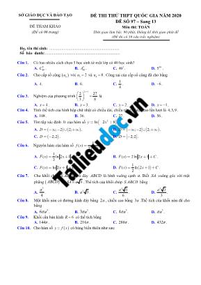 Đề thi thử THPT Quốc gia môn Toán năm 2020 - Đề số 97 (Có đáp án)
