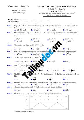 Đề thi thử THPT Quốc gia môn Toán năm 2020 - Đề số 99 (Có đáp án)