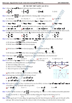 Đề thi thử THPT Quốc gia môn Toán số 1 - Nguyễn Văn Tuyến (Kèm đáp án)