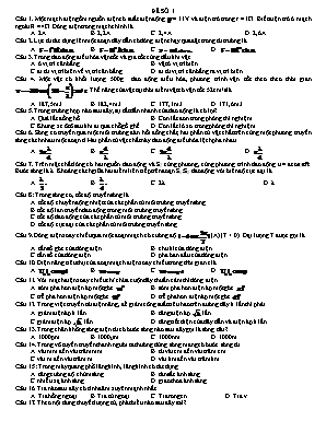 Đề thi thử THPT Quốc gia môn Vật lý - Đề số 1 (Có đáp án)