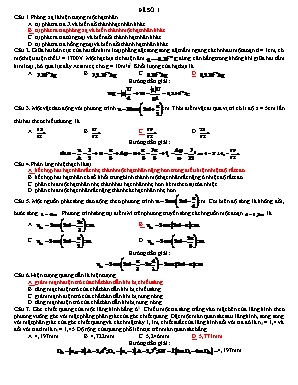 Đề thi thử THPT Quốc gia môn Vật lý - Đề số 1 (Có hướng dẫn giải)