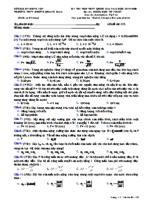 Đề thi thử THPT Quốc gia môn Vật lý - Đề số 132 - Năm học 2019-2020 - Trường THPT Dương Quảng Hàm (Có đáp án)