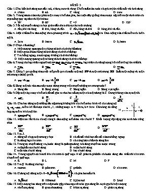 Đề thi thử THPT Quốc gia môn Vật lý - Đề số 3 (Có đáp án)