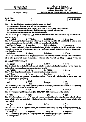 Đề thi thử THPT Quốc gia môn Vật lý lần II - Mã đề 132 - Đại học Khoa học Tự nhiên