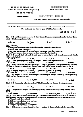 Đề thi thử THPT Quốc gia môn Vật lý - Mã đề 246 - Trường THPT Huỳnh Ngọc Huệ
