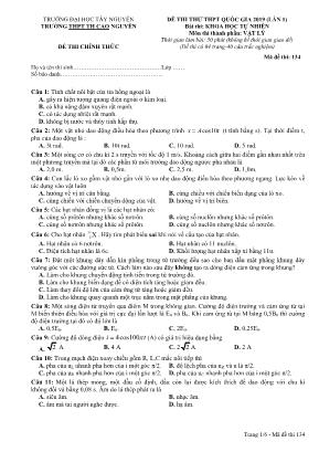 Đề thi thử THPT Quốc gia môn Vật lý năm 2019 (Lần 1) - Mã đề 134 - Trường THPT TH Cao Nguyên
