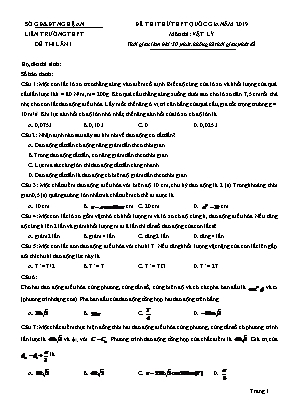 Đề thi thử THPT Quốc gia môn Vật lý năm 2019 lần 1 - Sở giáo dục và đào tạo tỉnh Nghệ An