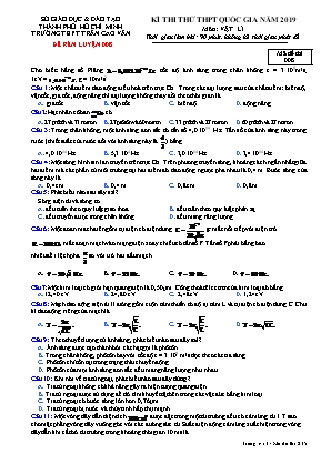 Đề thi thử THPT Quốc gia môn Vật lý năm 2019 - Mã đề 008 - Trường THPT Trần Cao Vân (Có đáp án)