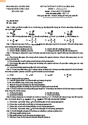 Đề thi thử THPT Quốc gia môn Vật lý năm 2020 - Đề số 04 (Có đáp án)