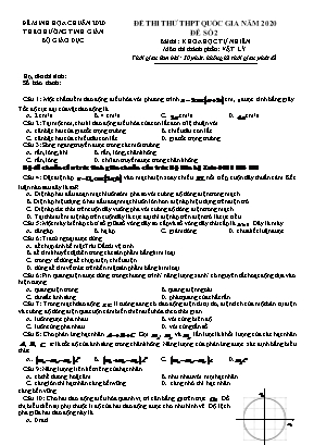 Đề thi thử THPT Quốc gia môn Vật lý năm 2020 - Đề số 2 (Có đáp án)