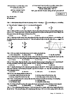 Đề thi thử THPT Quốc gia môn Vật lý năm 2020 lần 1 - Mã đề 131 - Sở giáo dục và KHCN Bạc Liêu