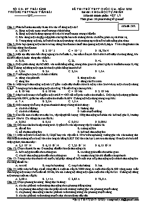 Đề thi thử THPT Quốc gia môn Vật lý năm 2020 - Mã đề 302 - Trường THPT Nam Tiền Hải