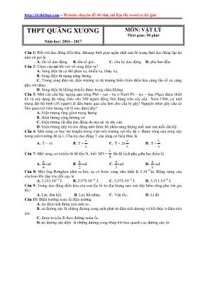 Đề thi thử THPT Quốc gia môn Vật lý - Năm học 2016-2017 - Trường THPT Quảng Xương (Có đáp án)