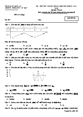 Đề thi thử Tốt nghệp THPT môn Toán năm 2020 - Mã đề 103 - Trường THCS và THPT Mỹ Quý