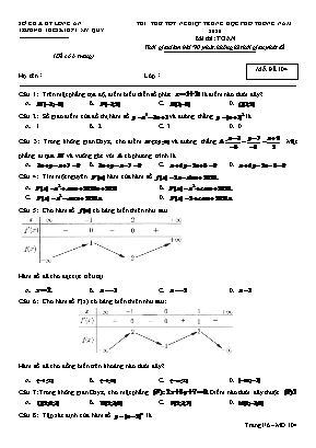 Đề thi thử Tốt nghệp THPT môn Toán năm 2020 - Mã đề 104 - Trường THCS và THPT Mỹ Quý