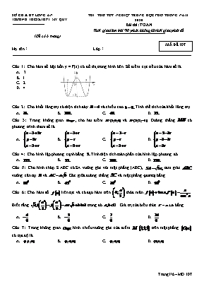 Đề thi thử Tốt nghệp THPT môn Toán năm 2020 - Mã đề 107 - Trường THCS và THPT Mỹ Quý